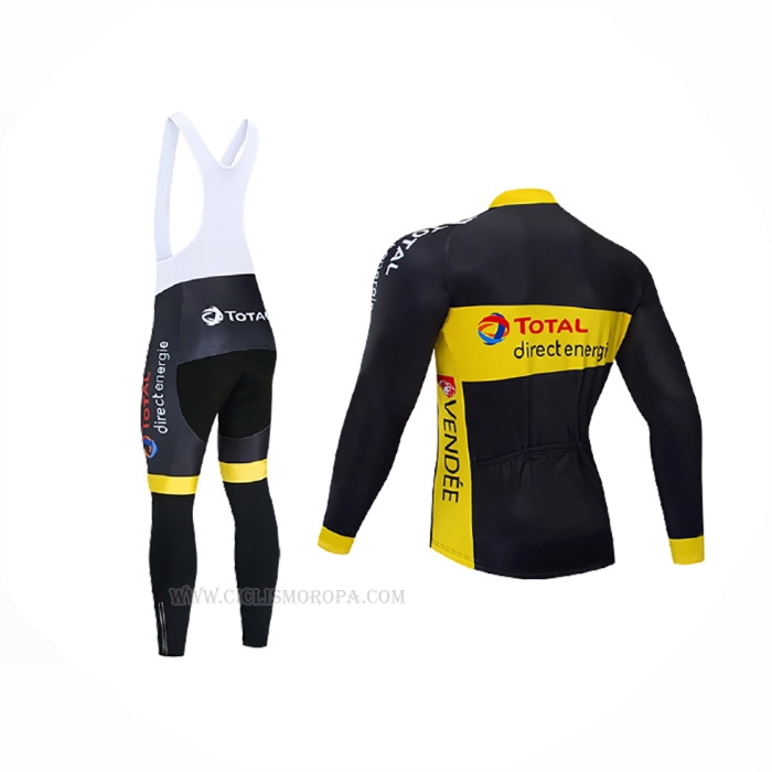 2021 Ropa Ciclismo Direct Energie Negro Amarillo Mangas Largas y Culotte Lunga